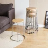 Household round stools and reinforced iron stools can be stacked for adults. Plastic solid wood thickened commercial set stools and fashionable high table stools Specification image